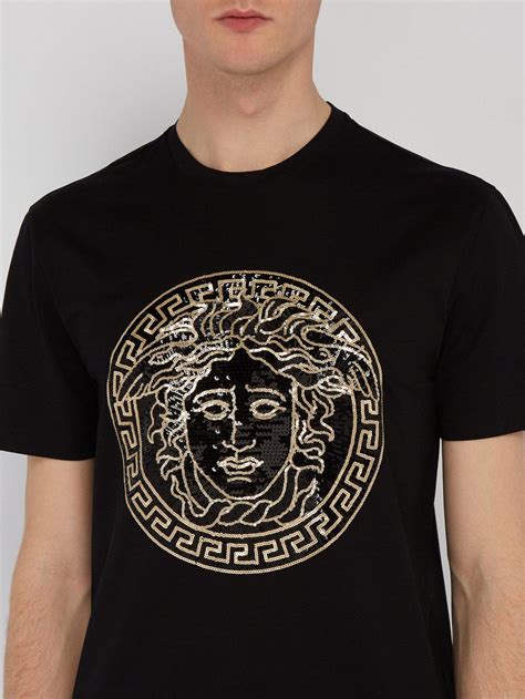 simple black medusa versace shirt|Versace Medusa shirt men's uk.